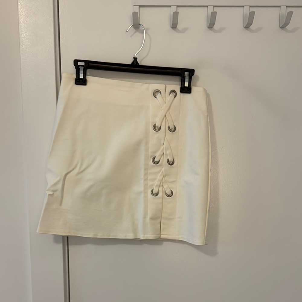 Elegant White Lace-Up Skirt